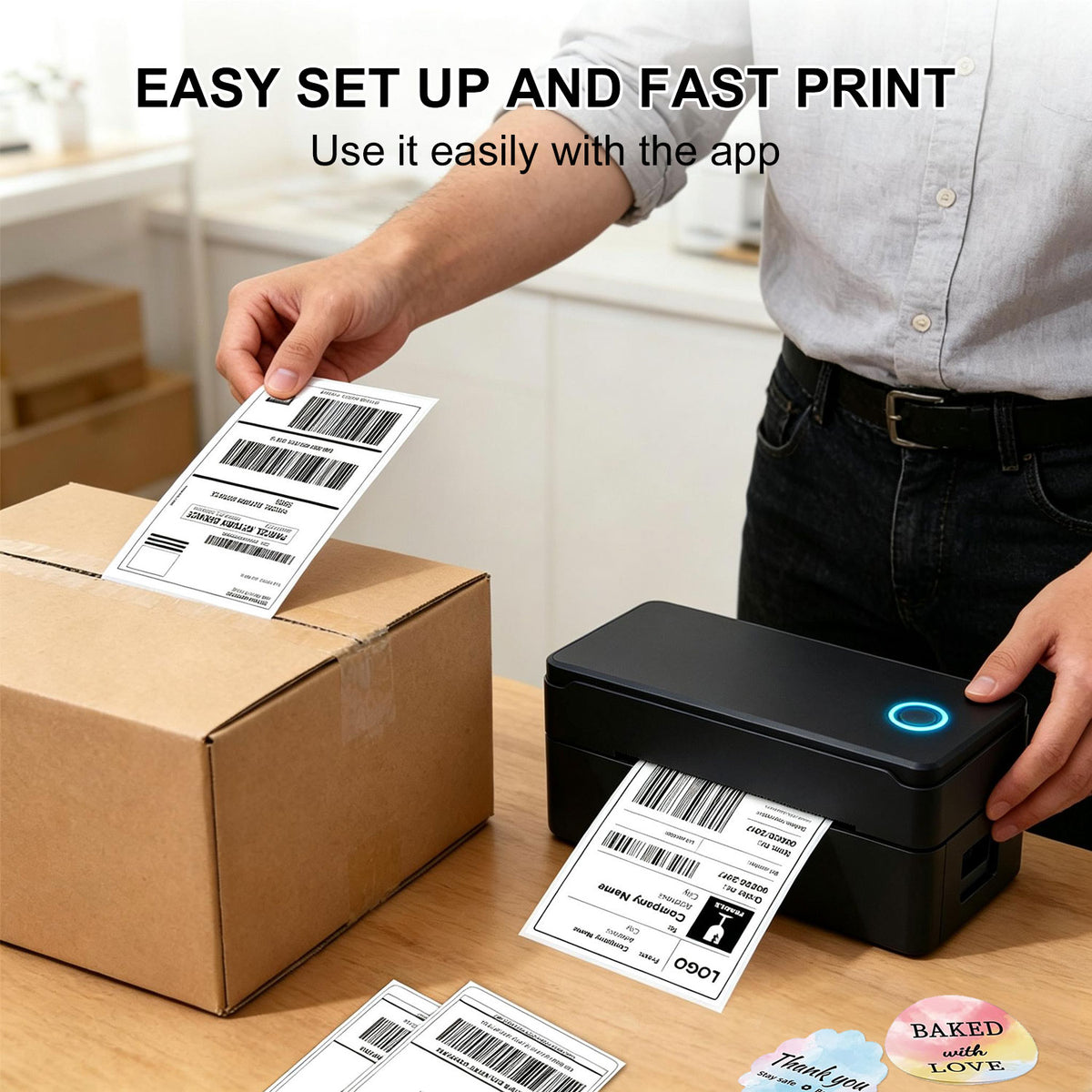 NPRINT  USB + Bluetooth Thermal Label Printer using COMPUTER as well as Mobile Phone Using App which can print 4×6,3x5,2x1,4x4 Adjustable Size 203 DPI,Compatible windows and mac for Shipping Barcode Label Ecommerce 1 Yr Warranty