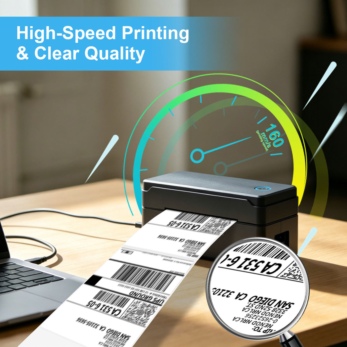 NPRINT  USB + Bluetooth Thermal Label Printer using COMPUTER as well as Mobile Phone Using App which can print 4×6,3x5,2x1,4x4 Adjustable Size 203 DPI,Compatible windows and mac for Shipping Barcode Label Ecommerce 1 Yr Warranty